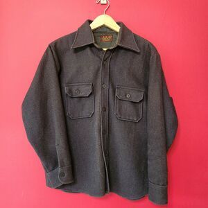 VTG 60s/70s US Navy C.P.O Wool Linen Blend Naval Officer Flannel Shirt Size M